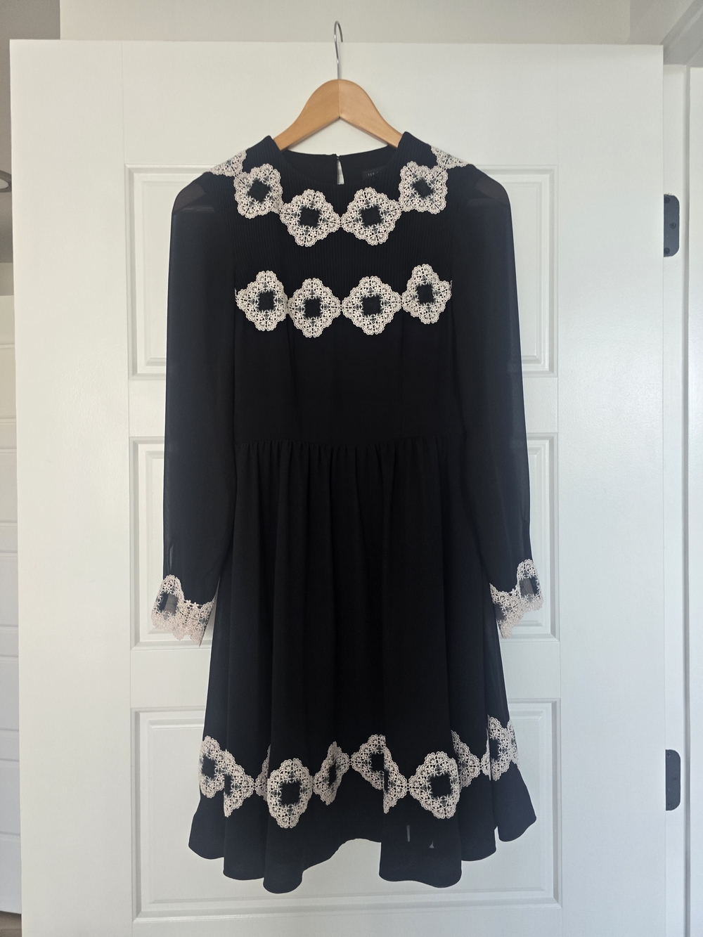 Ted Baker London Black Dress with White Crochet Trim